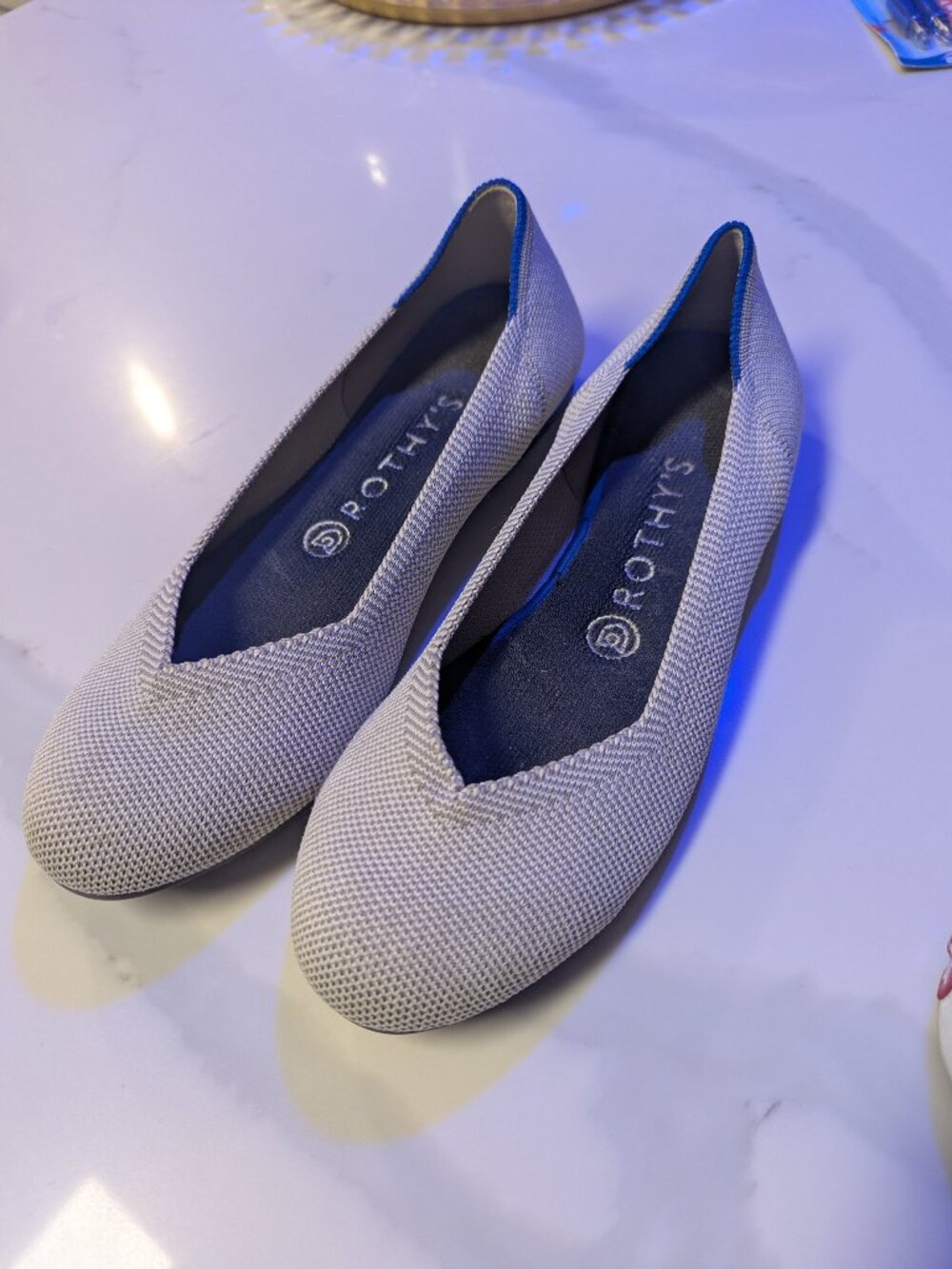 Rothy's flax birdseye flat round toe slip on 8W